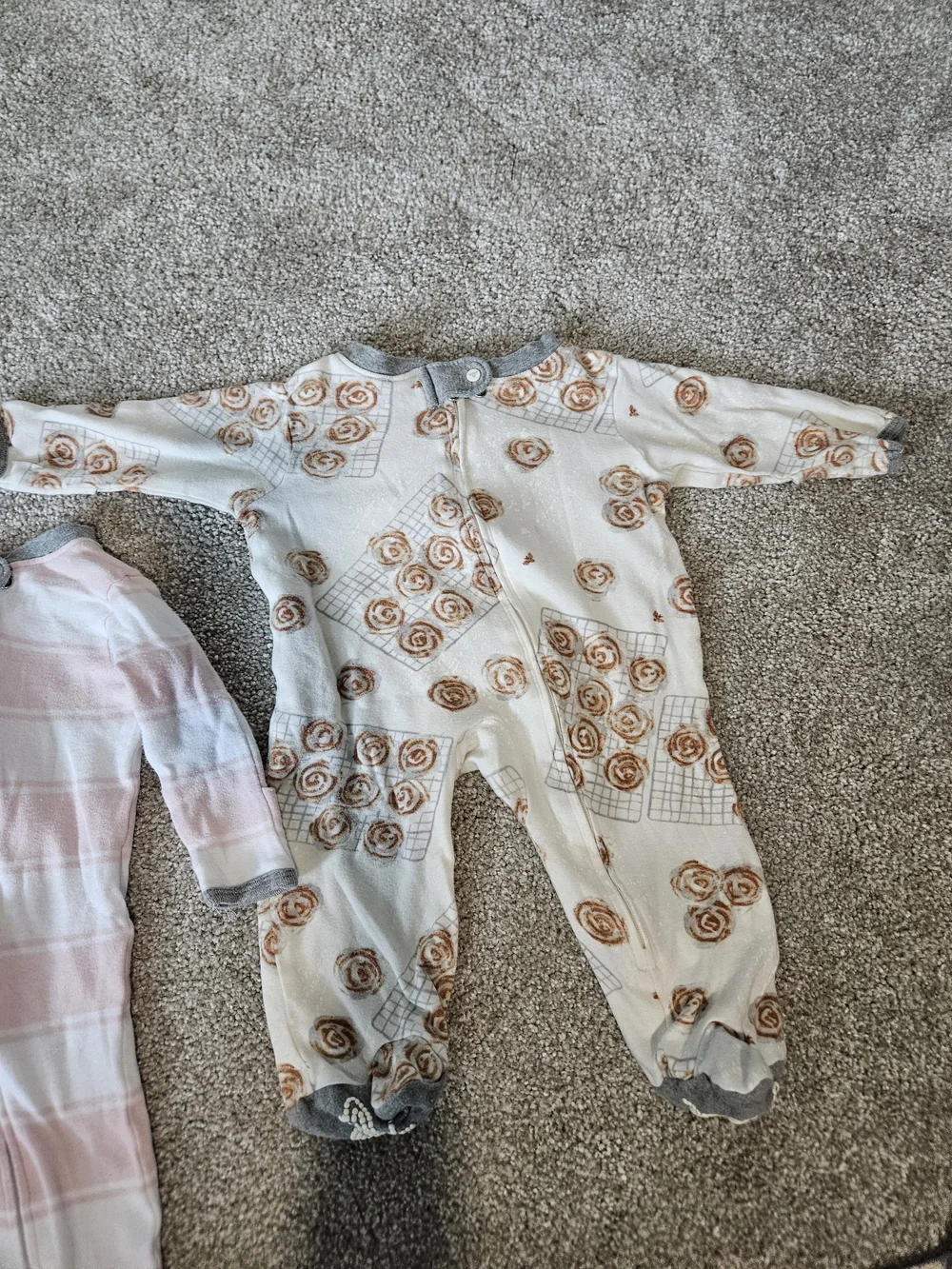 Soft Stripe & Floral Footed One-Piece Pajamas for Kids - Pink, Blue & Cream